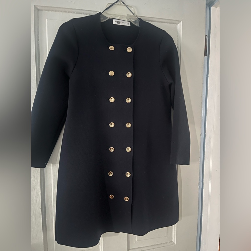 Zara Navy Blue Knit Coat, Dress, or Top